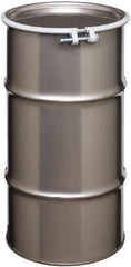 Made in USA - 16 Gallon Cylindrical Stainless Steel Open Head Drum - 27" High x 14" Diam - Top Tool & Supply