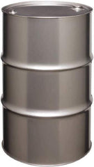 Made in USA - 55 Gallon Cylindrical Stainless Steel Tight Head Drum - 33" High x 22-1/2" Diam - Top Tool & Supply