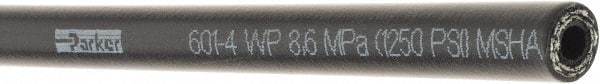 Parker - -4 Hose Size, 1/4" ID, 1,250 psi Work Pressure Hydraulic Hose - 3" Radius, Synthetic Rubber, -40°F to 257°F - Top Tool & Supply