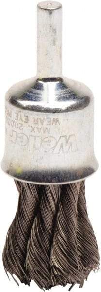 Weiler - 3/4" Brush Diam, Knotted, End Brush - 1/4" Diam Shank, 20,000 Max RPM - Top Tool & Supply