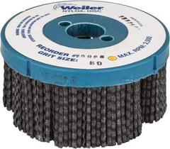 Weiler - 4" 80 Grit Silicon Carbide Disc Brush - Medium Grade, Plain Hole Connector, 1-1/2" Trim Length, 7/8" Arbor Hole - Top Tool & Supply