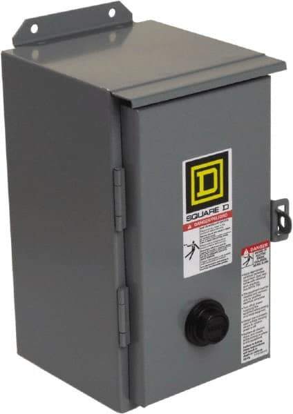 Square D - 110 Coil VAC at 50 Hz, 120 Coil VAC at 60 Hz, 27 Amp, NEMA Size 1, Nonreversible Enclosed Enclosure NEMA Motor Starter - 2 hp at 1 Phase, 12 Enclosure Rating - Top Tool & Supply