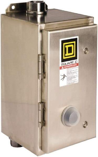 Square D - 440 Coil VAC at 50 Hz, 480 Coil VAC at 60 Hz, 18 Amp, Nonreversible Enclosed Enclosure NEMA Motor Starter - 3 Phase hp: 3 at 200 VAC, 3 at 230 VAC, 5 at 460 VAC, 5 at 575 VAC, 4x Enclosure Rating - Top Tool & Supply