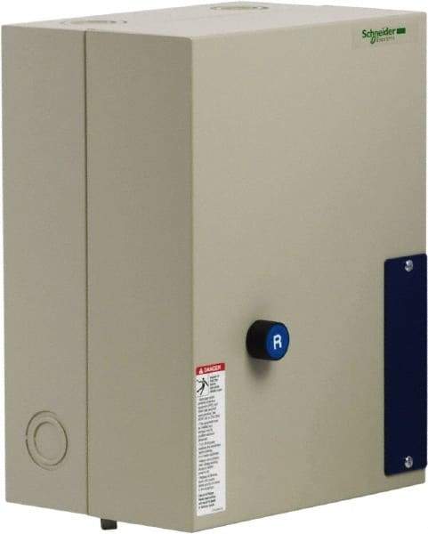 Schneider Electric - 3 Pole, 40 Amp, 120 Coil VAC, Nonreversible Enclosed IEC Motor Starter - 1 Phase Hp: 3 at 120 VAC, 5 at 240 VAC, 3 Phase Hp: 10 at 208 VAC, 10 at 230 VAC, 30 at 460 VAC, 30 at 575 VAC - Top Tool & Supply