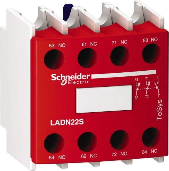 Schneider Electric - Contactor Red Auxiliary Contact Block - For Use with Size 00-2 Contactors and Size 00-2 Starters - Top Tool & Supply