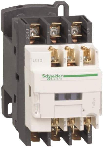 Schneider Electric - 3 Pole, 120 Coil VAC at 50/60 Hz, 25 Amp at 440 VAC and 9 Amp at 440 VAC, Nonreversible IEC Contactor - 1 Phase hp: 0.5 at 115 VAC, 1 at 230/240 VAC, 3 Phase hp: 2 at 200/208 VAC, 2 at 230/240 VAC, 5 at 460/480 VAC, 7.5 at 575/600 VAC - Top Tool & Supply