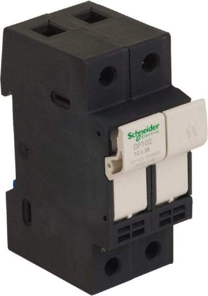 Schneider Electric - 2 Pole, 600 Volt, 32 Amp, DIN Rail Mount Fuse Holder - Compatible with 38mm Long x 35mm Wide and 10mm Diameter Fuse - Top Tool & Supply