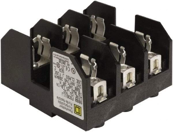 Square D - 3 Pole, 600 Volt, 30 Amp, DIN Rail Mount Fuse Holder - Compatible with J Class Fuse - Top Tool & Supply