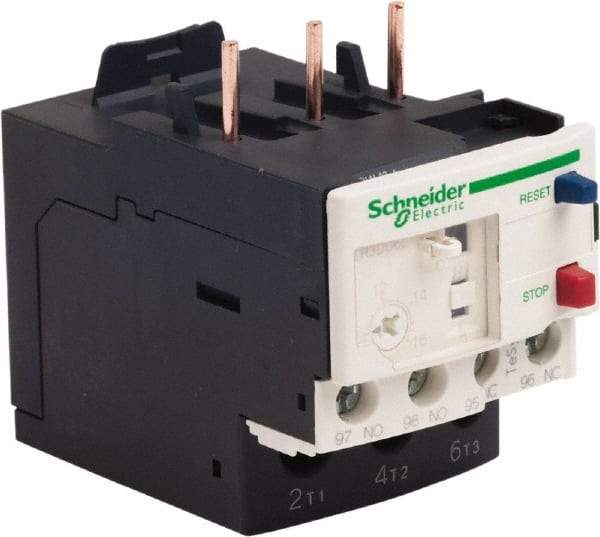 Schneider Electric - 3 Pole, NEMA Size 00-1, 1 to 1.6 Amp, 690 VAC, Thermal NEMA Overload Relay - Trip Class 20, For Use with LC1D09, LC1D12, LC1D18, LC1D25, LC1D32 and LC1D38 - Top Tool & Supply