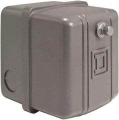 Square D - 1 NEMA Rated, DPST, 60 to 80 psi, Electromechanical, Snap Action Pressure and Level Switch - Adjustable Pressure, 460/575 VAC, 1/4 Inch Connector, Screw Terminal, For Use with Air Compressors, Power Circuits, Water Pumps - Top Tool & Supply