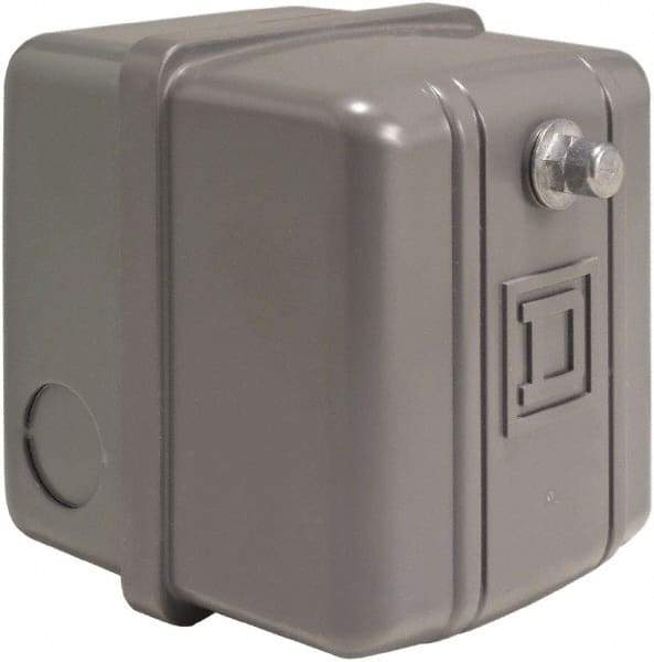 Square D - 1 NEMA Rated, DPST, 20 to 40 psi, Electromechanical, Snap Action Pressure and Level Switch - Adjustable Pressure, 460/575 VAC, 1/4 Inch Connector, Screw Terminal, For Use with Air Compressors, Power Circuits, Water Pumps - Top Tool & Supply