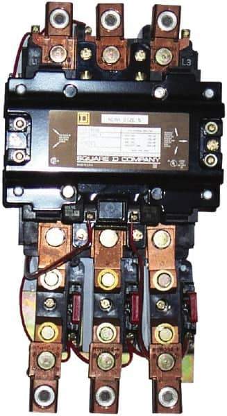 Square D - 440 Coil VAC at 50 Hz, 480 Coil VAC at 60 Hz, 270 Amp, NEMA Size 5, Nonreversible Open Enclosure NEMA Motor Starter - 3 Phase hp: 100 at 230 VAC, 200 at 460 VAC, 200 at 575 VAC, 75 at 200 VAC - Top Tool & Supply