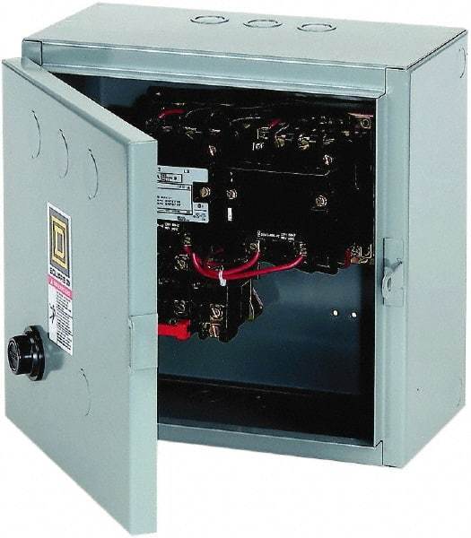 Square D - 3 Pole, 110 Coil VAC at 50 Hz and 120 Coil VAC at 60 Hz, 27 Amp NEMA Contactor - NEMA 1 Enclosure, 50 Hz at 110 VAC and 60 Hz at 120 VAC - Top Tool & Supply