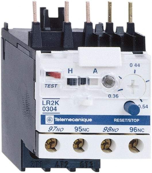 Schneider Electric - 0.36 to 0.54 Amp, 250 VDC, 690 Volt and 690 VAC, Thermal IEC Overload Relay - Trip Class 10A, For Use with LC1K, LC7K, LP1K and LP4K - Top Tool & Supply