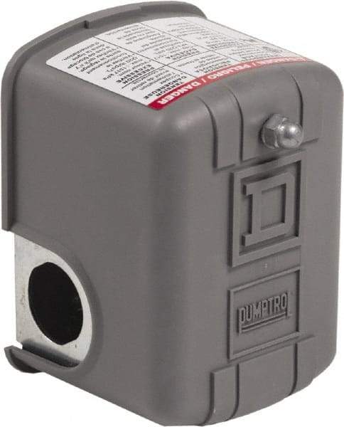 Square D - 1 NEMA Rated, General Purpose Pressure and Level Switch - Fixed Pressure, 575 VAC, Screw Terminal, For Use with Electrically Driven Air Compressors - Top Tool & Supply