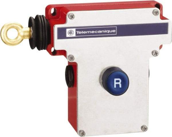 Telemecanique Sensors - 10 Amp, NO/NC Configuration, Left Hand Operation, Rope Operated Limit Switch - Pushbutton Reset, Cable Pull, No Pilot Light, 300 VAC - Top Tool & Supply