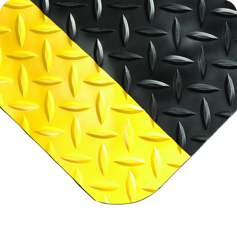 Diamond-Plate SelectÂ 3' x 5' Black/YellowÂ Work Mat - Top Tool & Supply