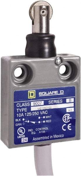 Square D - SPDT, NC/NO, Prewired Terminal, Roller Plunger Actuator, General Purpose Limit Switch - 1, 2, 4, 6, 6P NEMA Rating, IP67 IPR Rating, 80 Ounce Operating Force - Top Tool & Supply