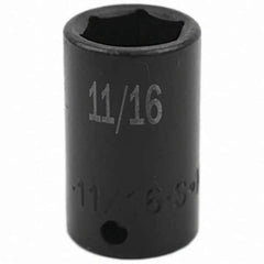 SK - Impact Socket - 3/8"DR 6PT 11/16" SEMI-DEEP IMPACT SOCKET - Top Tool & Supply