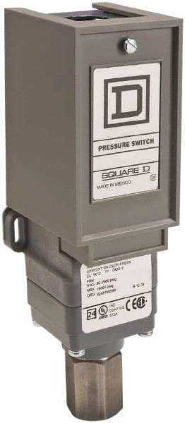 Square D - 1 NEMA Rated, SPDT, 170 to 5,600 psi, Electromechanical Pressure and Level Switch - Adjustable Pressure, 120 VAC at 6 Amp, 125 VDC at 0.22 Amp, 240 VAC at 3 Amp, 250 VDC at 0.27 Amp, 1/4 Inch Connector, Screw Terminal, For Use with 9012G - Top Tool & Supply