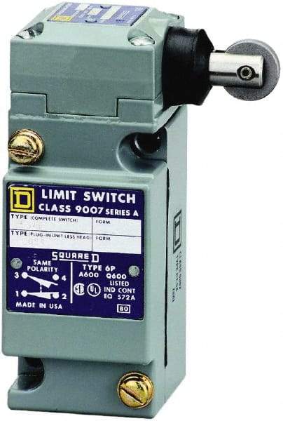 Square D - DPDT, 2NC/2NO, 600 Volt Screw Terminal, Roller Plunger Actuator, General Purpose Limit Switch - 1, 2, 4, 6, 12, 13, 6P NEMA Rating, IP67 IPR Rating - Top Tool & Supply