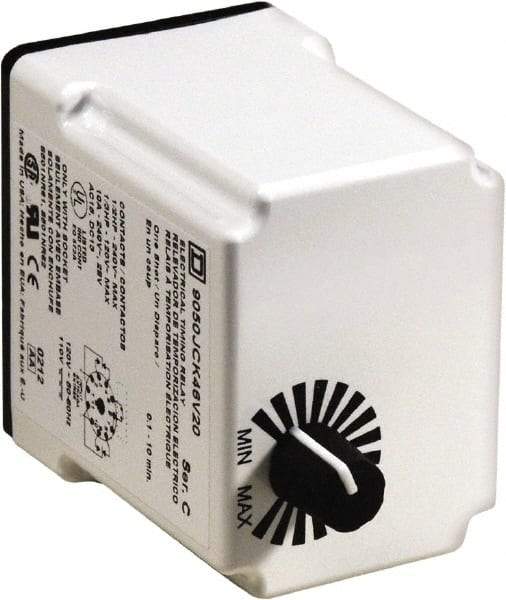 Square D - 0.1 to 10 min Delay, DPDT Time Delay Relay - 10 Contact Amp, 110 VDC & 120 VAC - Top Tool & Supply