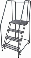 Cotterman - 70" 4 Step Rolling Warehouse Ladder - Rolling Safety Ladder, 450 Lb Capacity, 40" Platform Height, 30" Base Width x 31" Base Depth, Expanded Metal Tread - Top Tool & Supply