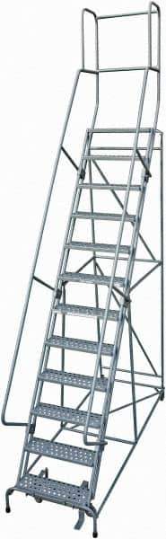 Cotterman - 162" 12 Step Rolling Warehouse Ladder - Rolling Safety Ladder, 450 Lb Capacity, 120" Platform Height, 32" Base Width x 88" Base Depth, Expanded Metal Tread - Top Tool & Supply