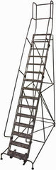 Cotterman - 192" 15 Step Rolling Warehouse Ladder - Rolling Safety Ladder, 450 Lb Capacity, 150" Platform Height, 42" Base Width x 118" Base Depth, Perforated Tread - Top Tool & Supply