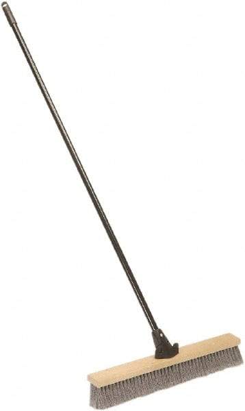 Ability One - 24" Medium Duty Polypropylene Push Broom - Wood Block, Bolt-On Handle Connection - Top Tool & Supply