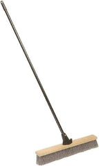 Ability One - 24" Medium Duty Polypropylene Push Broom - Wood Block, Bolt-On Handle Connection - Top Tool & Supply