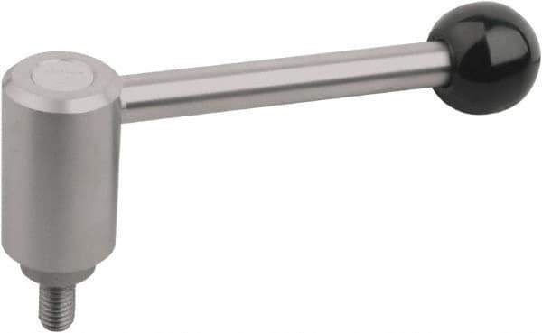 KIPP - M12, Stainless Steel Threaded Stud Adjustable Clamping Handle - 125mm OAL, 57.5mm High - Top Tool & Supply