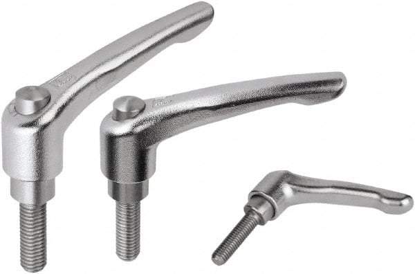 KIPP - 3/8-16, Stainless Steel Threaded Stud Adjustable Clamping Handle - 74.5mm OAL, 45.5mm High - Top Tool & Supply