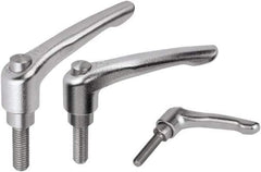 KIPP - M8, Stainless Steel Threaded Stud Adjustable Clamping Handle - 74.5mm OAL, 45.5mm High - Top Tool & Supply