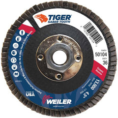 ‎4-1/2″ Saber Tooth Ceramic Abrasive Flap Disc, Angled, Phenolic Back,36C, 5/8″-11 UNC Nut - Top Tool & Supply