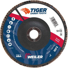 7″ Saber Tooth Ceramic Abrasive Flap Disc, Angled, Phenolic Backing, 36C, 7/8″ Arbor Hole - Top Tool & Supply