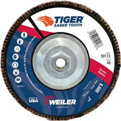 7″ Saber Tooth Ceramic Abrasive Flap Disc, Angled, Phenolic Backing, 40C, 5/8″-11 UNC Nut - Top Tool & Supply