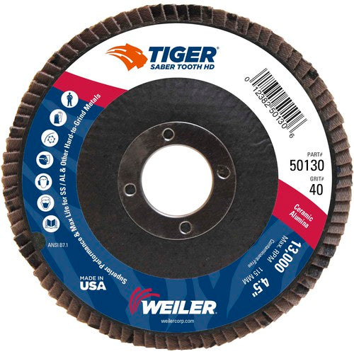 ‎4-1/2 Saber Tooth High Density Ceramic Abrasive, 40C, 7/8″ Arbor Hole - Top Tool & Supply