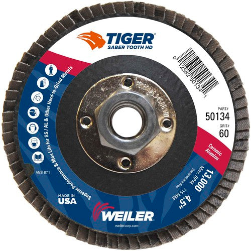 ‎4-1/2 Saber Tooth High Density Ceramic Abrasive, 60C, 5/8″-11 UNC Nut - Top Tool & Supply