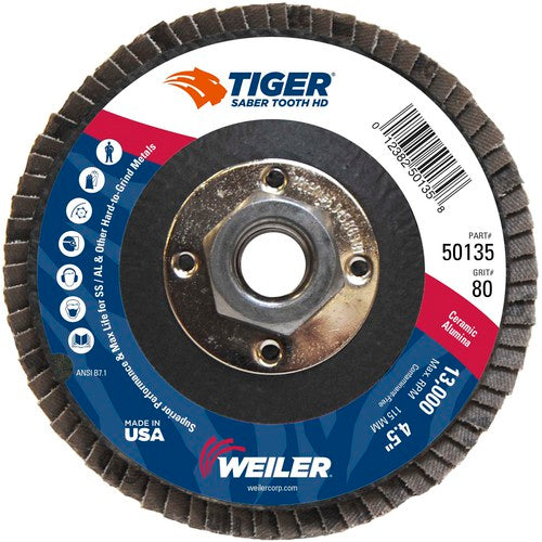 ‎4-1/2 Saber Tooth High Density Ceramic Abrasive, 80C, 5/8″-11 UNC Nut - Top Tool & Supply