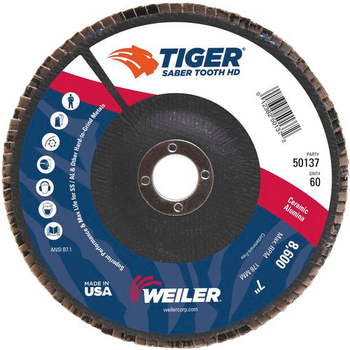 7″ Saber Tooth High Density Ceramic Abrasive, 60C, 7/8″ Arbor Hole - Top Tool & Supply