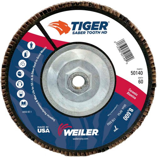 7″ Saber Tooth High Density Ceramic Abrasive, 60C, 5/8″-11 UNC Nut - Top Tool & Supply