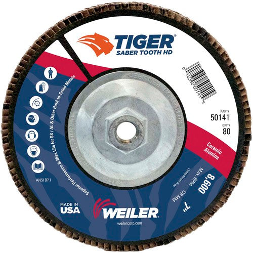 7″ Saber Tooth High Density Ceramic Abrasive, 80C, 5/8″-11 UNC Nut - Top Tool & Supply