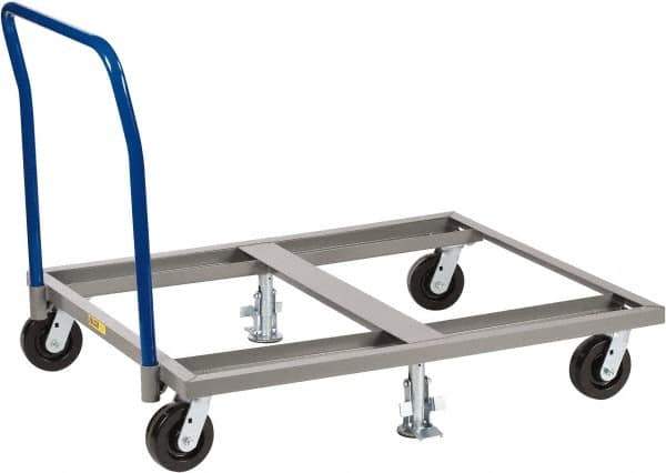 Little Giant - 3,600 Lb Capacity Steel Pallet Dolly With Handle - 48" Long x 42" Wide x 9" High, 6" Phenolic Wheels - Top Tool & Supply