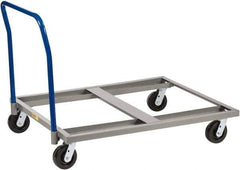 Little Giant - 3,600 Lb Capacity Steel Pallet Dolly With Handle - 48" Long x 48" Wide x 9" High, 6" Phenolic Wheels - Top Tool & Supply