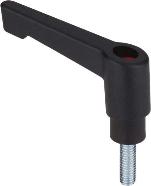 Morton Machine Works - M6, 12mm Hub Diam, Glass Fiber Reinforced Plastic Threaded Stud Adjustable Clamping Handle - 20mm Stud Length, 42mm OAL, 55mm High - Top Tool & Supply