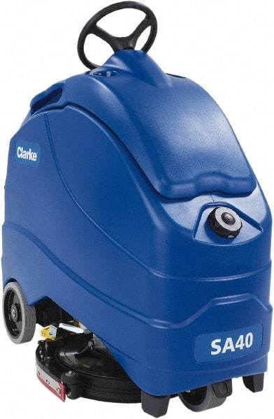 Clarke - 20" Cleaning Width, Battery Powered Floor Scrubber - 0.66 hp, 140 RPM, 12 Gal Tank Capacity, Series SA40 - Top Tool & Supply