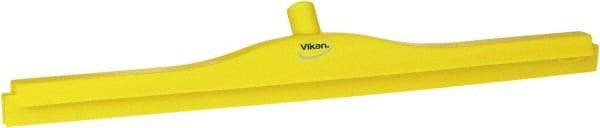 Vikan - 27.6" Polypropylene Blade Floor Squeegee Frame - Threaded End, Double Edge, Yellow, Polypropylene Holder - Top Tool & Supply