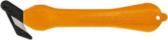 Klever Innovations - Fixed Safety Cutter - 1-1/4" Carbon Steel Blade, Orange Plastic Handle, 1 Blade Included - Top Tool & Supply