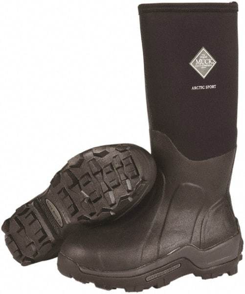 Honeywell - Men's Size 7 Wide Width Steel Knee Boot - Black, Neoprene Upper, Rubber Outsole, 16" High, Pull-On, Waterproof - Top Tool & Supply